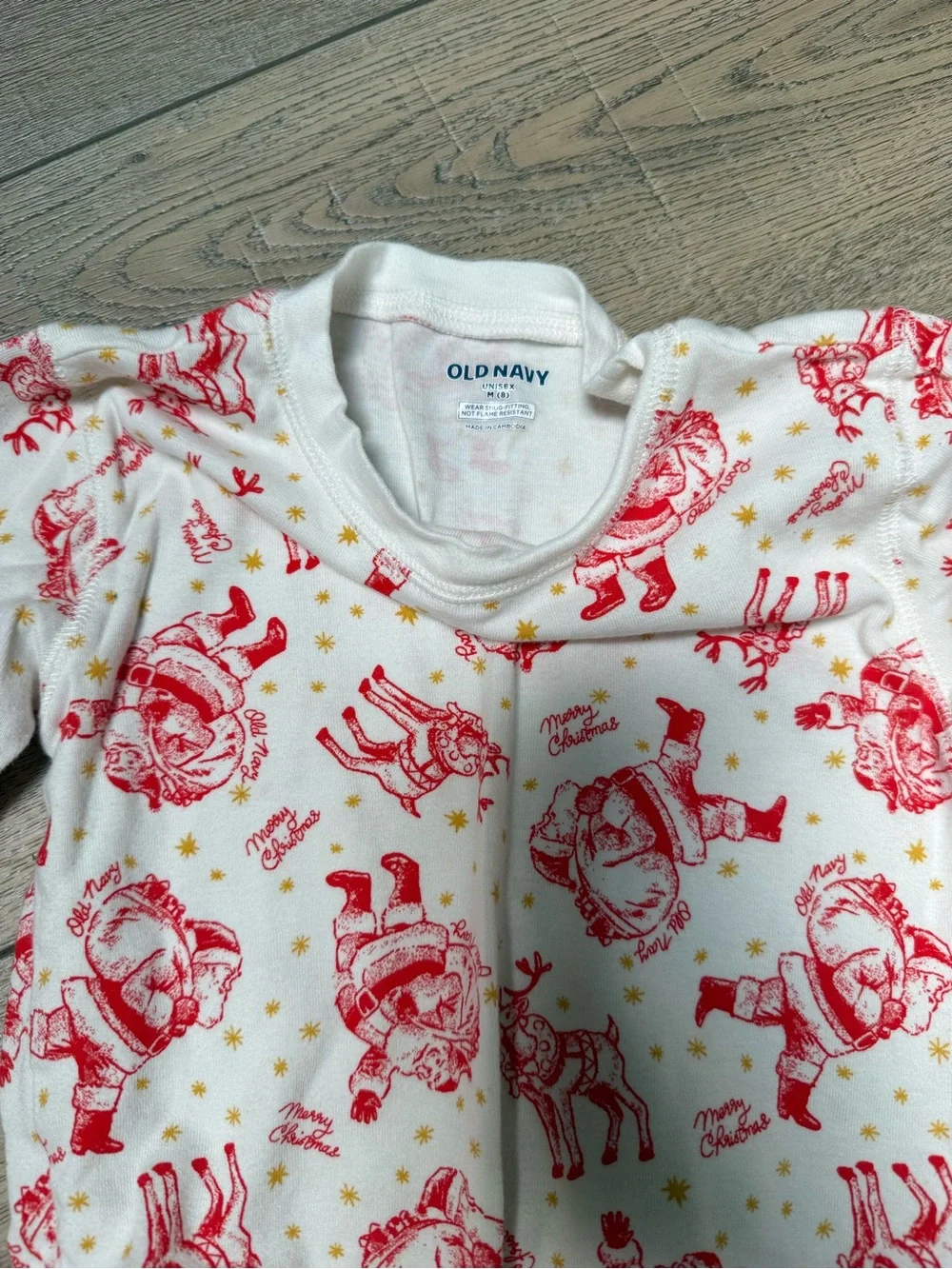 Old Navy White and Red Santa Reindeer Kids Pajama Set
